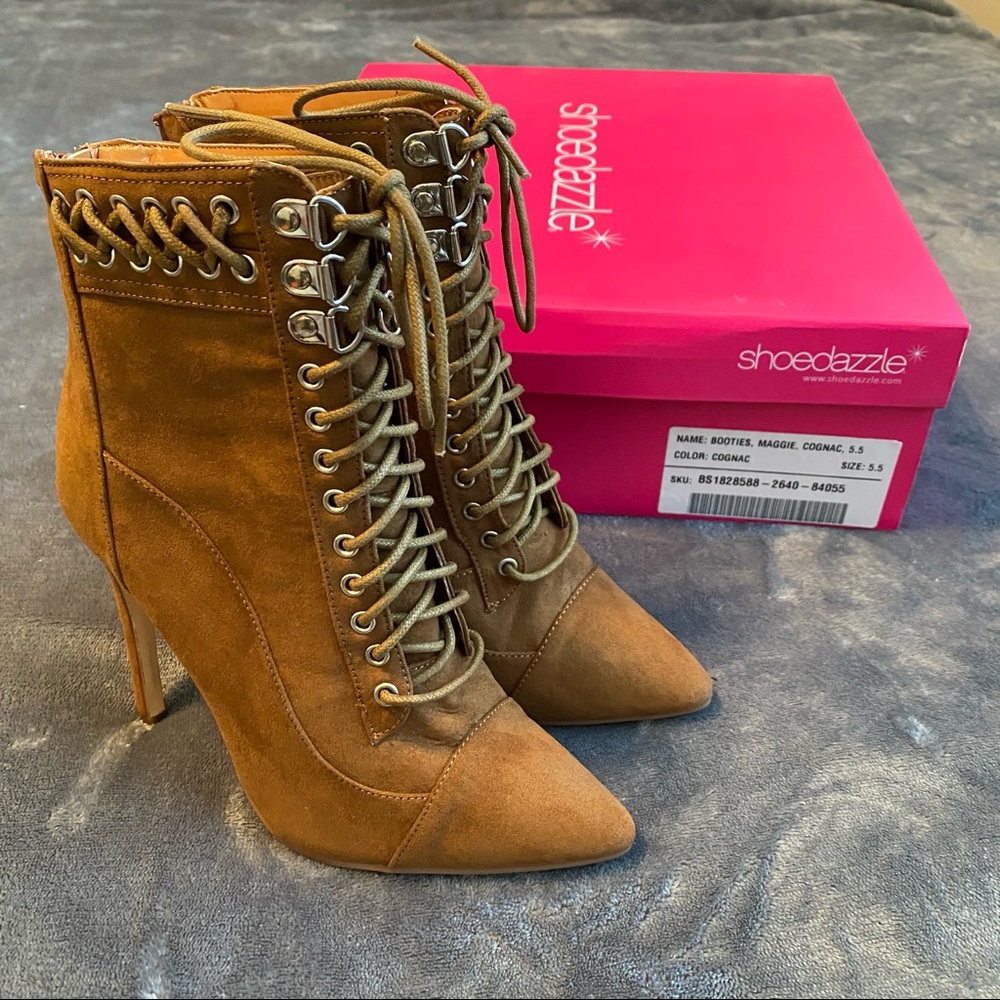 Womens Cognac Shoe Dazzle Booties Size 5.5